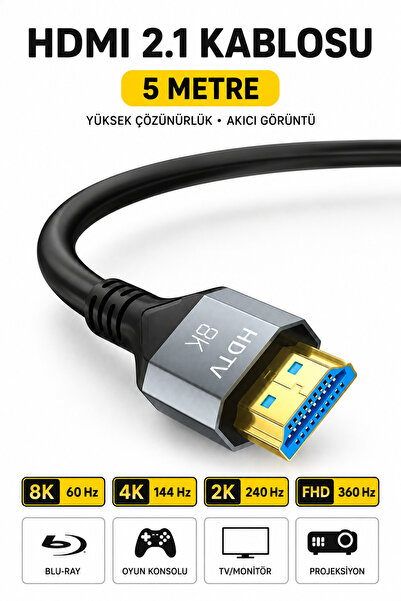 CONOCER Ultra Yüksek Hızlı 8K Hdmi 2.1 Kablo, 4K 120Hz Hdmi Kablosu 5 Metre H...