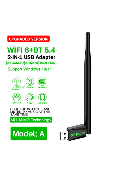 Choice1 محول شبكة لاسلكية USB موديل A بتقنية WiFi 6 بسرعة 900 ميجابت في الثان...