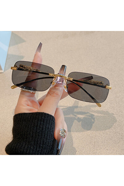 Choice black 1/12pcs Brand Leopard Rimless Rectangle Sunglasses Fashion Y2K F...