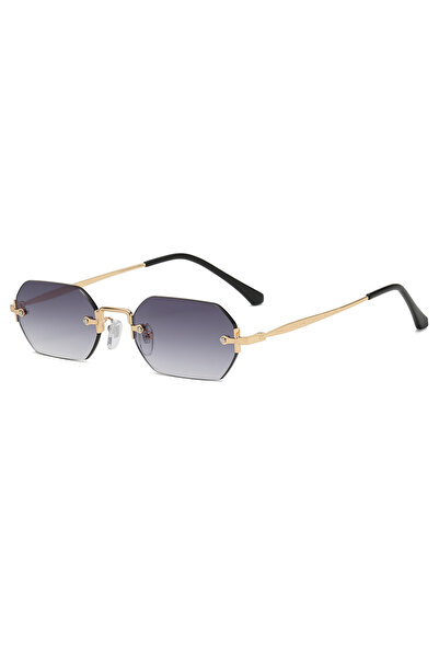 Choice show as picture grey Small Square Rimless Sunglasses Women Retro Polyg...