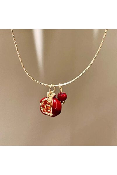 Choice YA4831-1 Fashion Red Pomegranate Pendant Necklace for Women Gold Color...