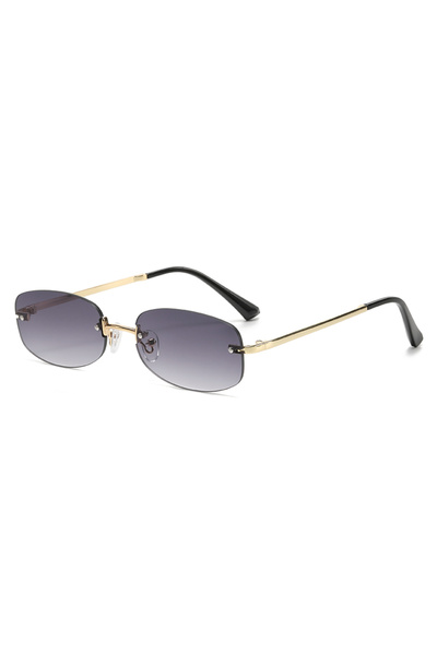 Choice4 gold gradient grey Retro Fashion Frameless Elliptical Sunglasses Wome...