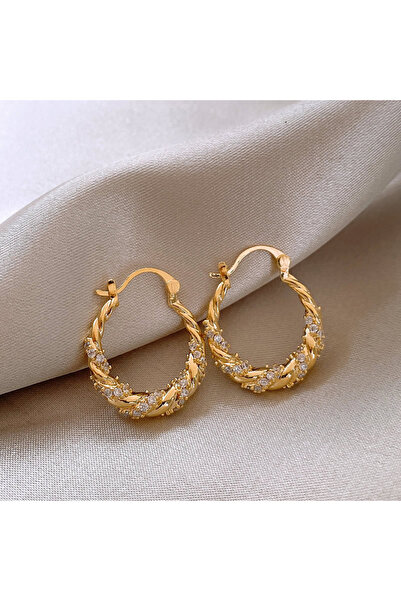Choice Gold Color ZAKOL New Unique Shiny Zircon Winding Hoop Earrings for Wom...