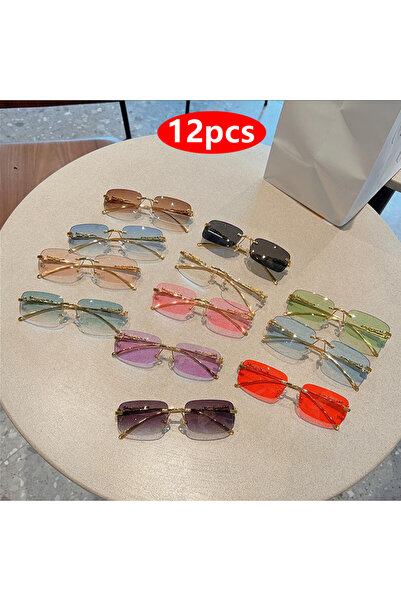 Choice7 12pcs z02 1/12pcs Brand Leopard Rimless Rectangle Sunglasses Fashion ...