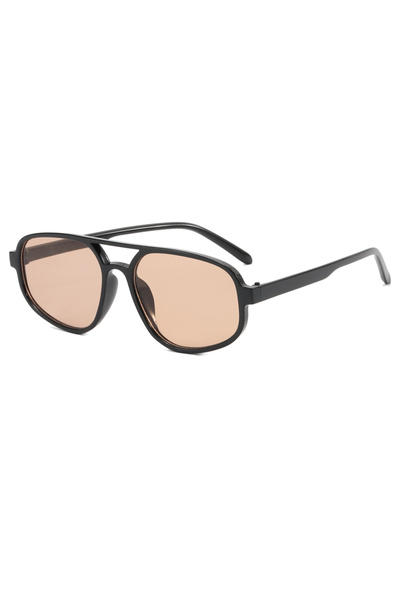 Choice1 Brown Retro Double Bridge Sunglasses Men's Fashion Simple Light Squar...