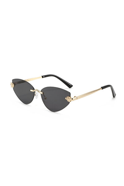 Choice7 black Protective Glasses Fashion Rimless Cat Eye Metal Sunglasses Wom...
