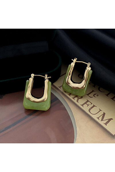 Choice Green Multicolor Irregular Geometric U-shaped Ear Buckle Earrings Wome...