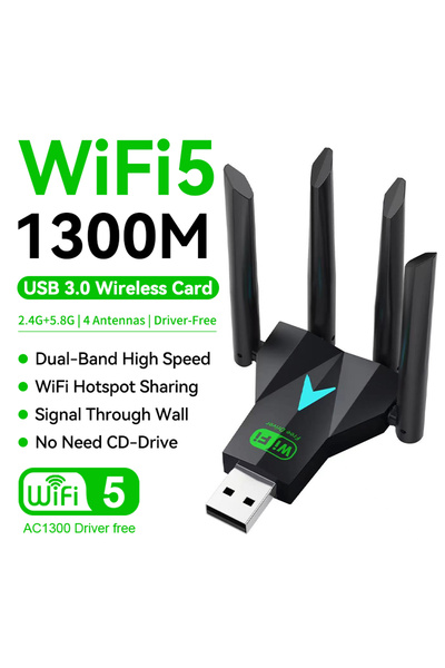 Choice USB3.0 1300Mbps 1300Mbps WiFi USB Adapter Dual Band 2.4G/5Ghz Wi-Fi Do...