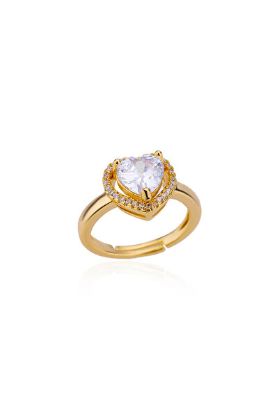 Choice resizable JZ4433G Stainless Steel Heart Rings For Women Zircon Gold Pl...
