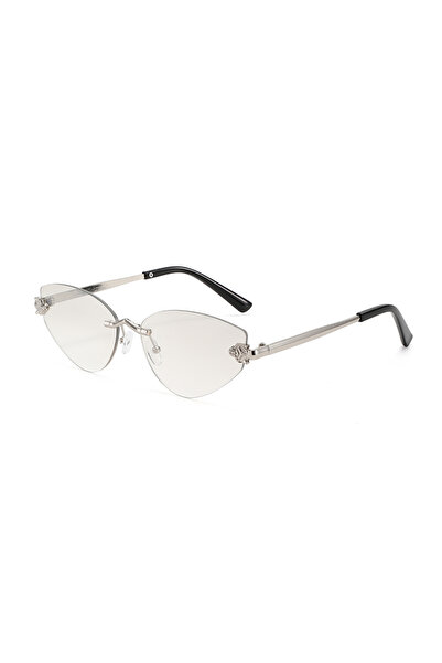 Choice4 silver Protective Glasses Fashion Rimless Cat Eye Metal Sunglasses Wo...