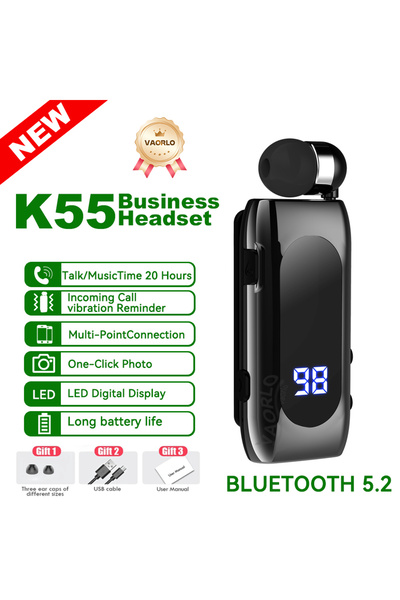 Choice7 K55-Black-NEW New K88 Lavalier Business Headset Bluetooth 5.4 Bass Ea...