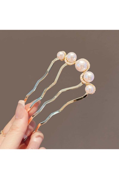 Choice Gold Korean U Shaped Pearl Hairpins Hair Clips for Women Elegant Style...