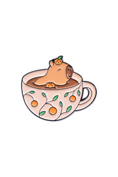 Choice QHXZ1861 Kawaii Animal Tea Cup Enamel Pins Custom Bat Ghost Capybara D...