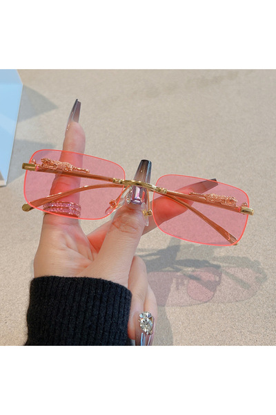 Choice3 pink 1/12pcs Brand Leopard Rimless Rectangle Sunglasses Fashion Y2K F...