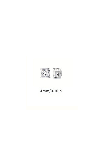 Choice white 4mm Dazzling square zirconia magnetic earrings ,Ear Clip Earring...