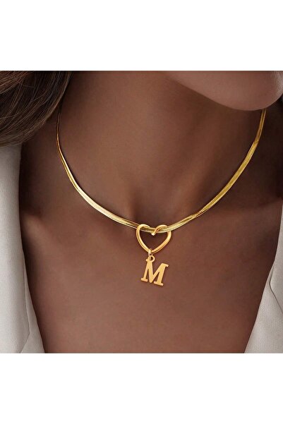 Choice Gold Color A Dainty Classic Initial Hollow Heart Pendants Gold Plated ...