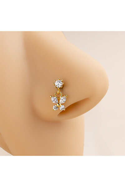 Choice Nose Rings & Studs Gold L Rod 1Pcs Stainless Steel Piercing Nose Studs...