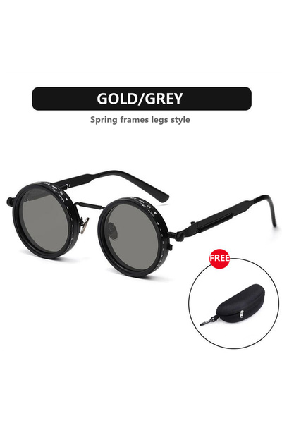 Choice12 black spring frame Polarized Round Sunglasses ND9 Adjustable Dimming...
