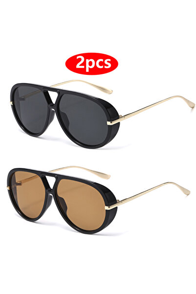 Choice3 2pcs z01 1pcs/2pcs Brand Oval Punk Pilot Sunglasses Women Big Frame L...