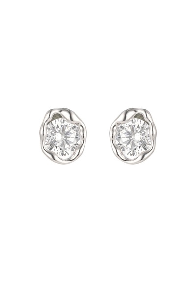 Choice silver color Gold Silver Color Simple AAA Zircon Irregular Stud Earrin...