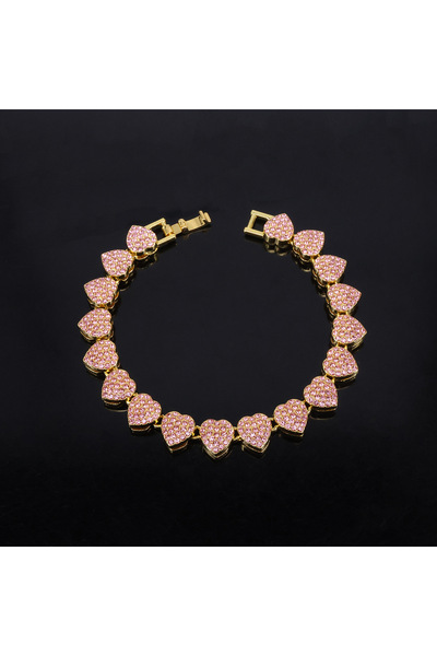 Choice Golden Pink 20cm ZAKOL New 11mm Width Heart Hip Hop Bracelet Necklace ...