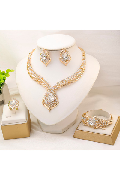 Choice 45cm resizable Gold-color Liffly Fashion Dubai Jewelry Sets for Women ...