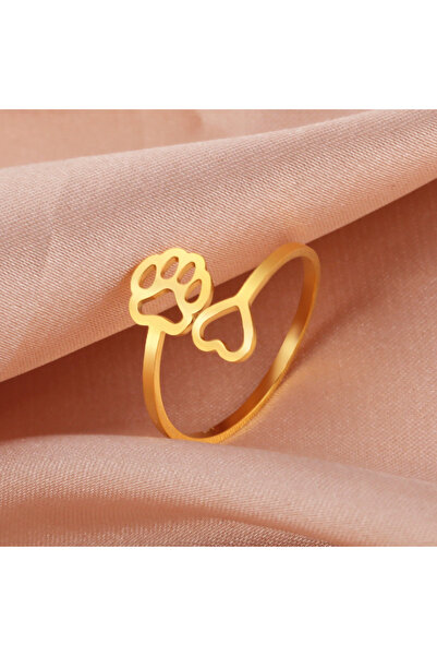 Choice Adjustable Gold Color Skyrim Stainless Steel Lovely Dog Paw Foot Print...