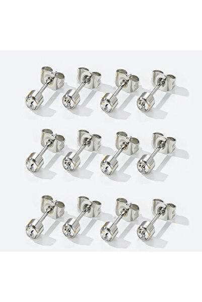 Choice Silver 6pairs 6 Pairs Stainless Steel 4MM Piercing Earrings, Cartilage...