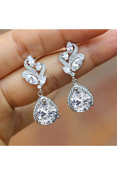 Choice E1803 Huitan Aesthetic Green Pear CZ Drop Earrings Women Wedding Engag...
