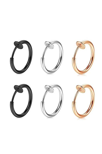 Choice 1.2X10 6 pieces in 3 colors 2-6Pc Fake Nose Ring retractable earrings ...