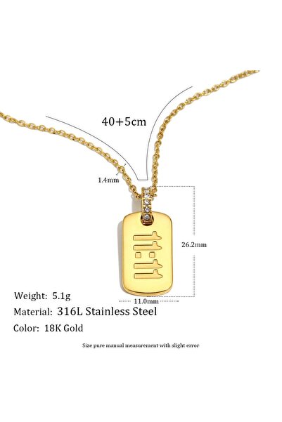 Choice 45cm Gold MamacitaSlay 316L Stainless Steel Zircon 11:11 Square Neckla...