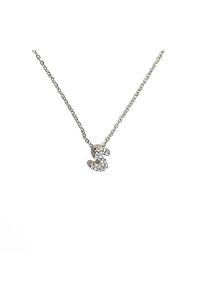 Choice S Silver Color Bubble Letter Necklace for Women Ballon Initials Neckla...
