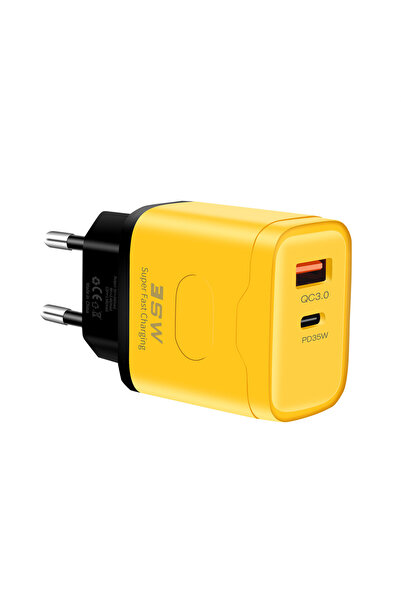 choice2 Yellow EU 35W PD USB Quick Charger Super Fast Charging Mobile Phone C...