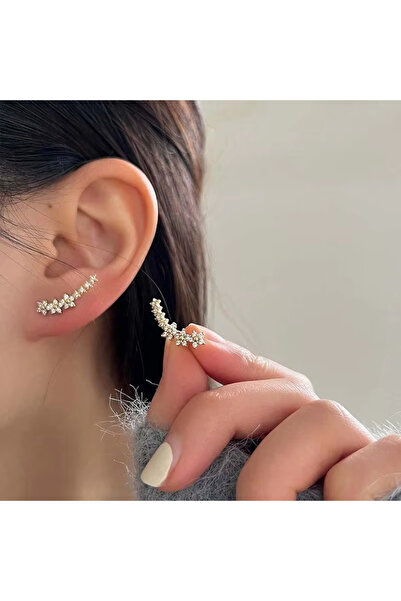 Choice Gold Fashion Silver Color Zircon Flower Star Stud Earrings For Women S...