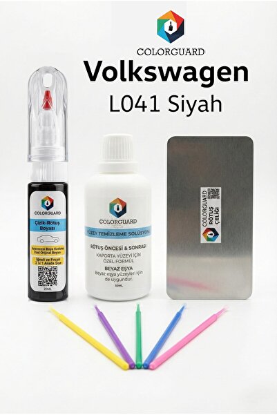 COLORGUARD Volkswagen L041 Siyah İğneli ve Fırçalı 2 si 1 Arada Rötuş Boyası ...