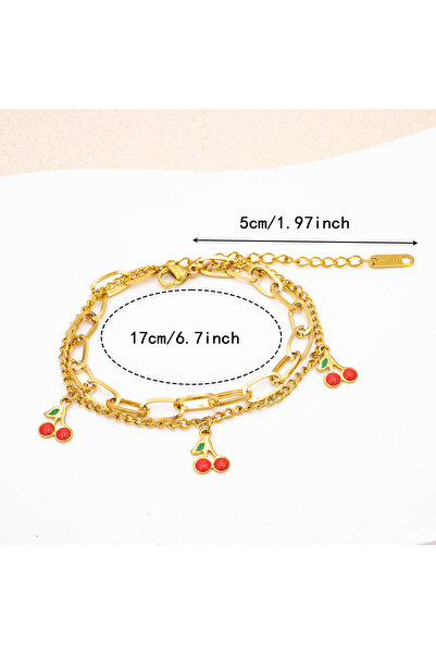 Choice 22cm Type1 New Luxury Cherry Bracelet - Stainless Steel Jewelry for Wo...