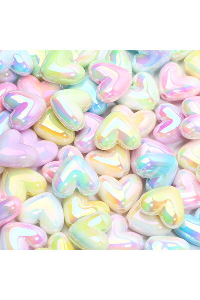 Choice 15x17mm 10pcs 15x17mm Colorful Love Heart Beads Acrylic Loose Spacer B...