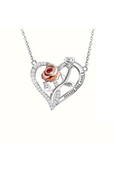 Choice 45cm Only Necklace I Love You Forever Necklace With Cute Bear Rose Flo...