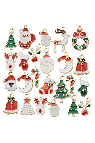 Choice HK365 Randomly Mix 20/40/100Pcs Enamel Christmas Charms Snowman Santa ...