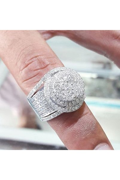 choice2 6 F1660 Huitan 2023 Wedding Trend Women Rings Full Bling Iced Out AAA...