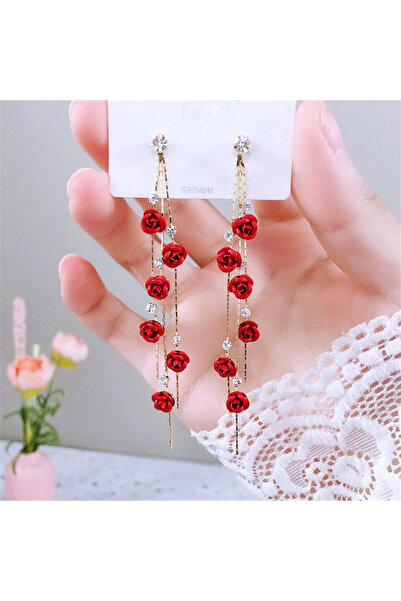 Choice ER21Y0006-1 New Fashion Red Purple Rose Flower Dangle Earrings Delicat...