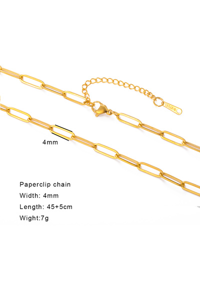 Choice23 45-50cm 2 Paperclip Chain G Skyrim Stainless Steel Gold Color Chain ...