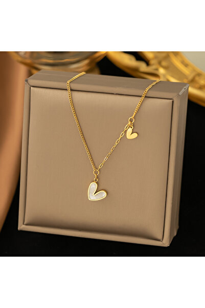 Choice gold ANENJERY L316 Stainless Steel White Shell Heart Pendant Necklace ...
