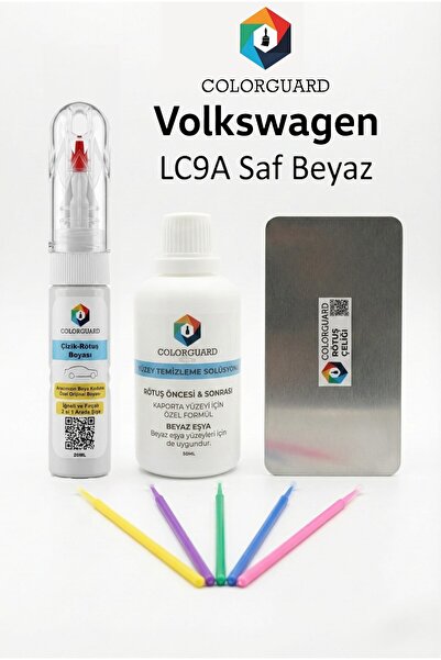 COLORGUARD Volkswagen LC9A Saf Beyaz Rötuş Boyası İğneli Fırçalı, Solüsyon, Ç...