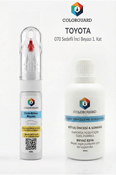 COLORGUARD Toyota 070 Sedefli İnci Beyazı 1.kat 2 in 1 Şişe Rötuş Boyası ve Y...