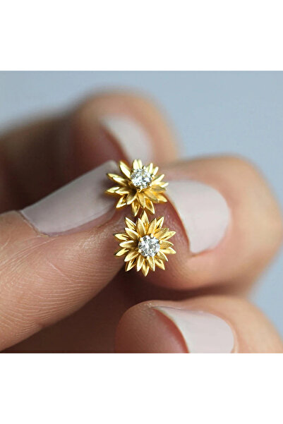 Choice E3236 Huitan Dainty Flower Stud Earrings White/Golden Color Fancy Ear ...