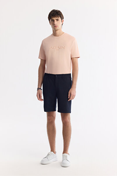 Avva Erkek Lacivert Yanı Lastikli Gofreli Bi-Stretch Slim Fit Chino Şort A51Y...