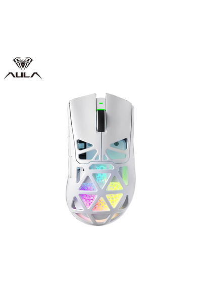 Choice ماوس الألعاب اللاسلكي AULA SC620 باللون الأبيض، تصميم خفيف الوزن، تأثي...