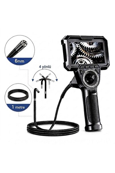 YM GL76 4 Yönlü 720° Oynar Başlı 6mm Tek Lens 1 Metre Kablo Endüstriyel Endos...