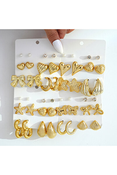 Choice AYA6710101 48 Pcs Vintage Gold Color Earring Set For Women Fashion Hea...